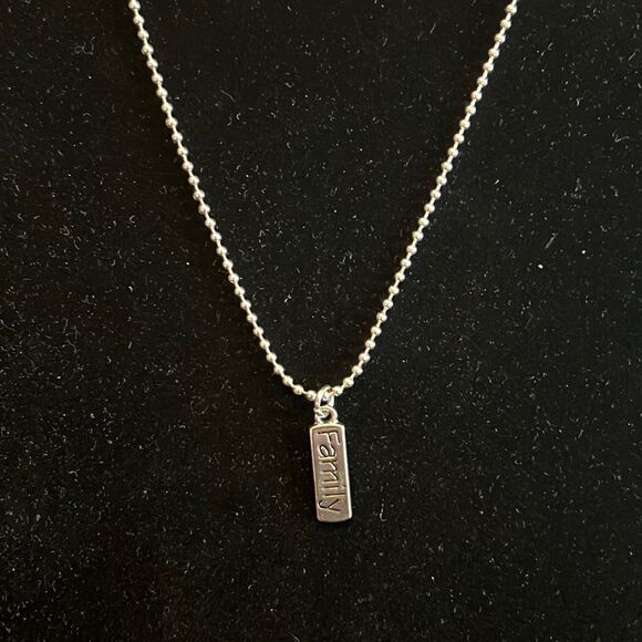 Handcrafted family tag pendant on 19inch silver tone ball chain - Picture 1 of 3